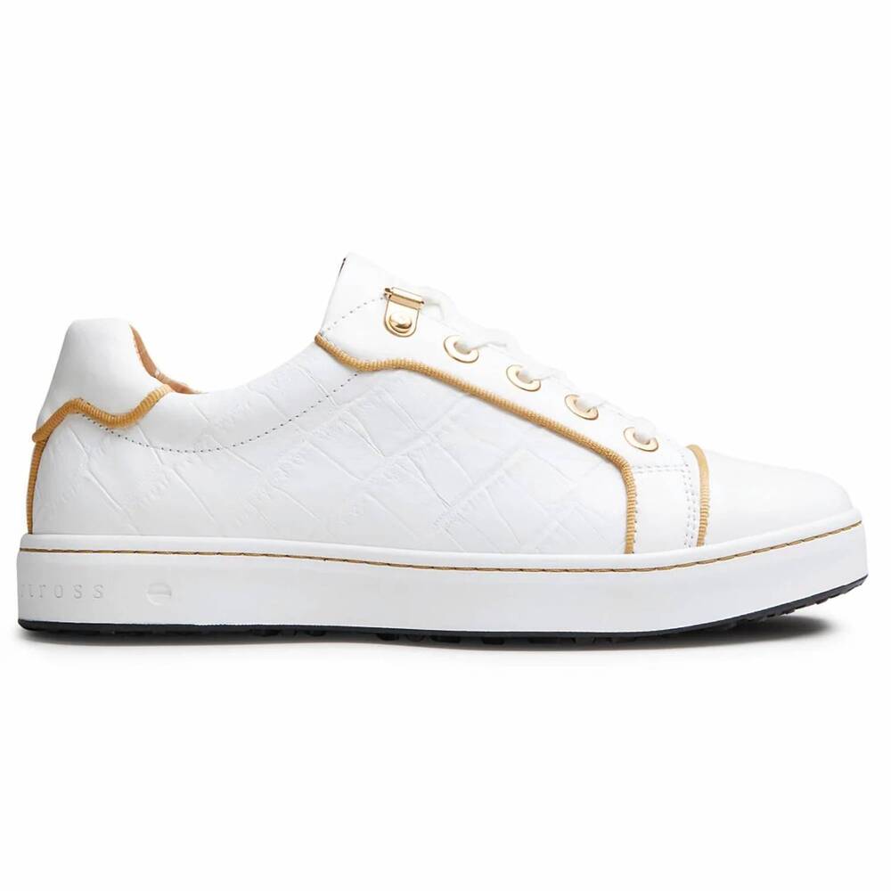 NEW ROYAL ALBARTROSS women's spikeless golf shoes in white/gold